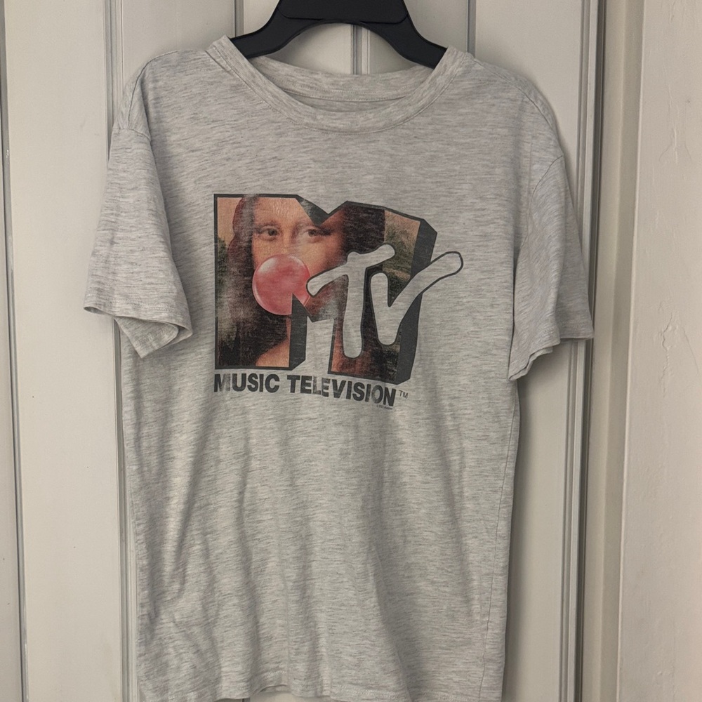 MTV Mona Lisa Graphic Tee - Light Heather Gray